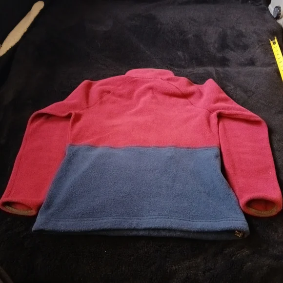 LL BEAN Fleece Womens L Mountain Classic Colorblock 1/4 Zip Sweatshirt Red Green - Picture 5 of 7